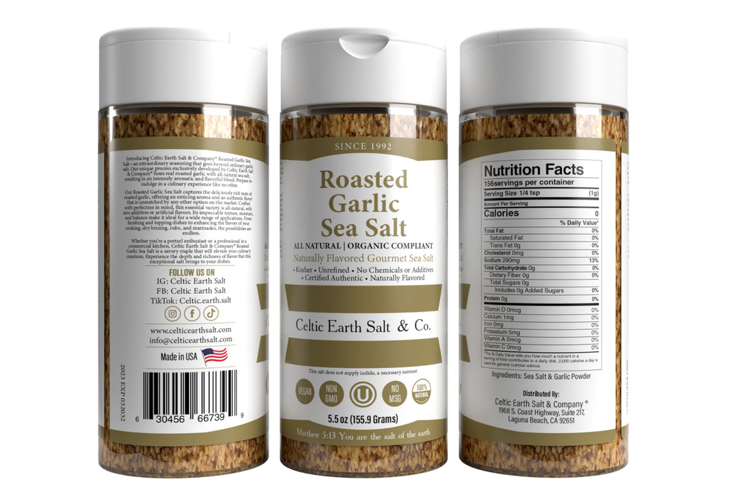 Roasted Garlic Flavored Sea Salt All Natural Organic 89+ Minerals