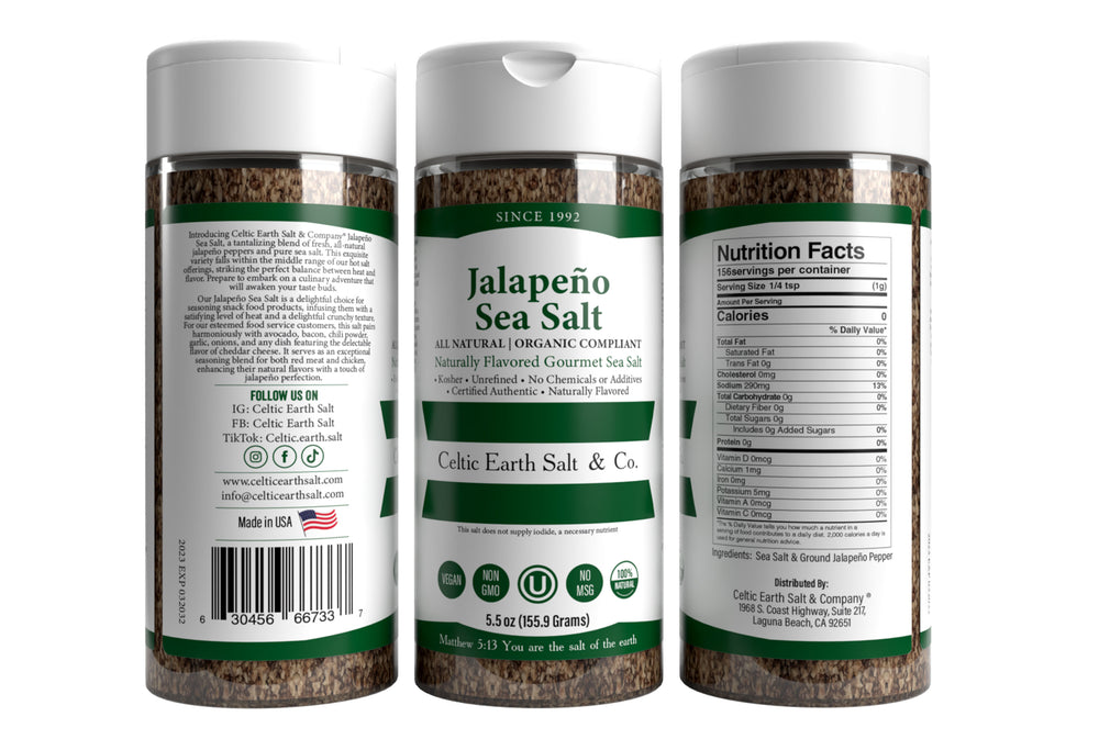 Jalapeño Flavored Sea Salt All Natural Organic 82+ Minerals