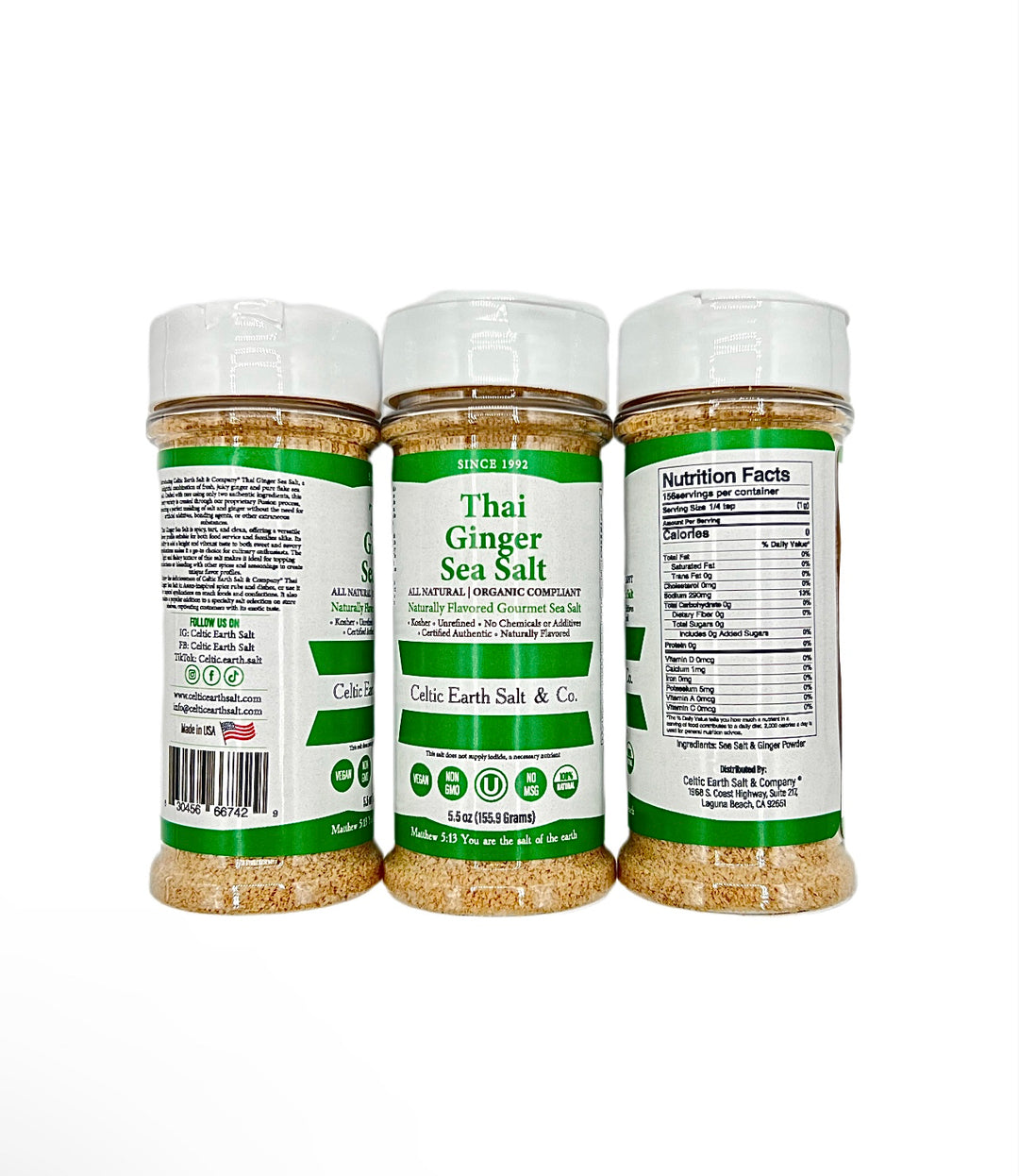 Thai Ginger Flavored Sea Salt All Natural Organic 88+ Minerals