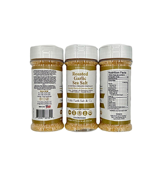 Roasted Garlic Flavored Sea Salt All Natural Organic 89+ Minerals